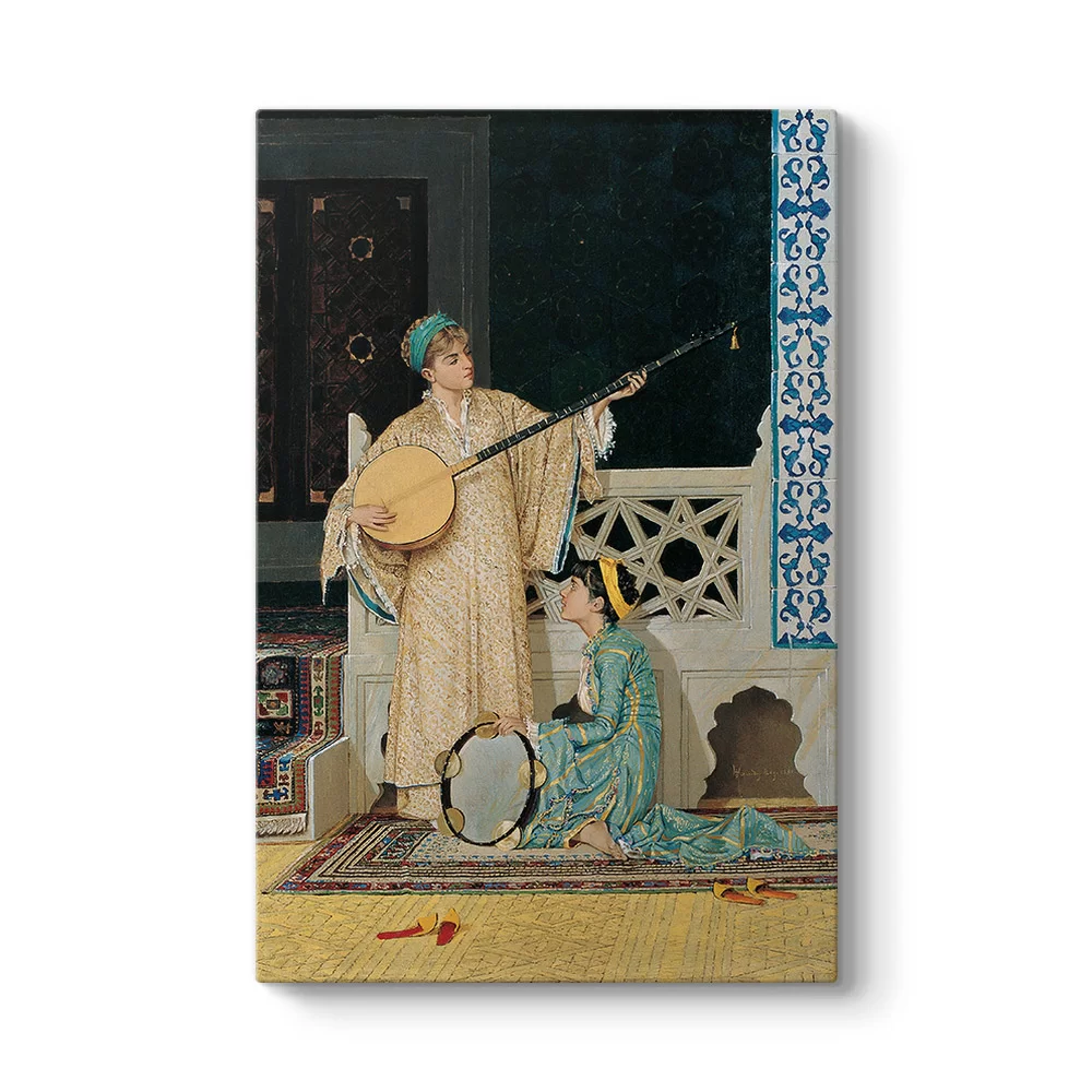 İki Müzisyen Kız Tablosu - Model 2